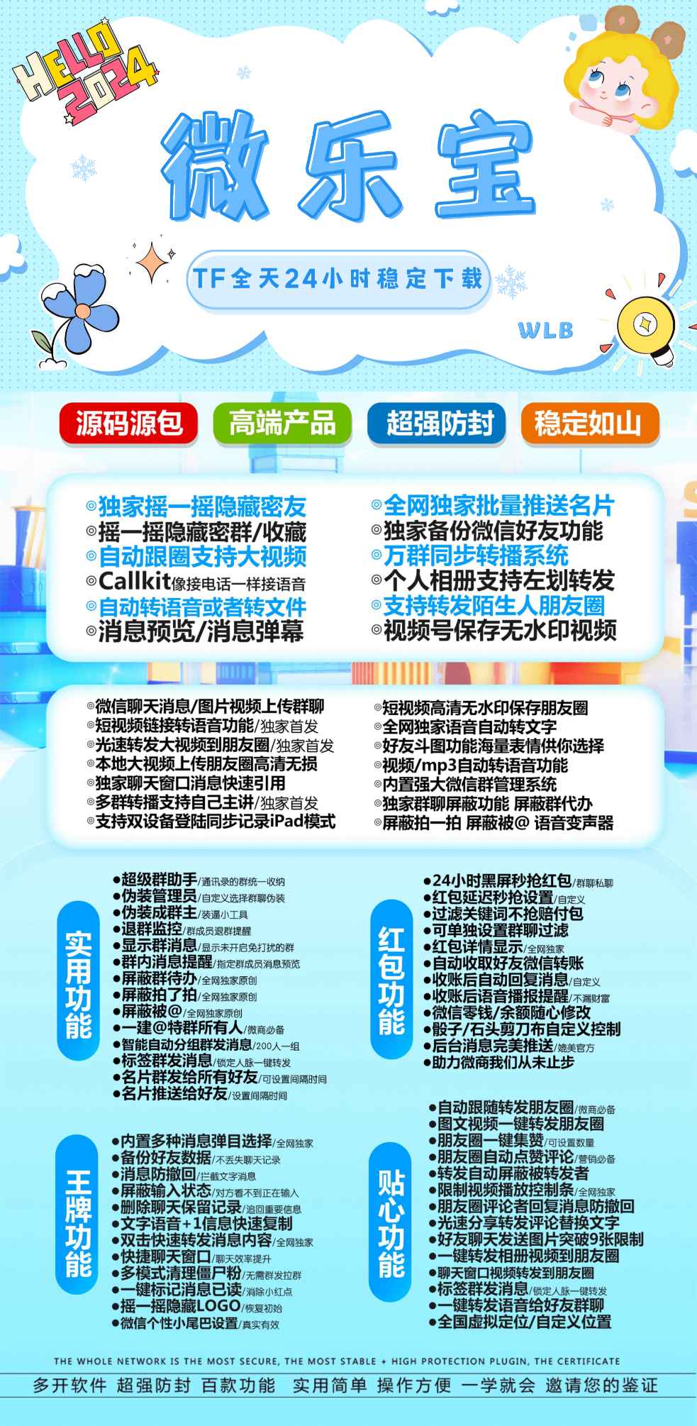 【苹果TF微乐宝激活码微信分身】3.0/4.0一键标记消息已读消除小红点好友聊天发送图片突破9张微信